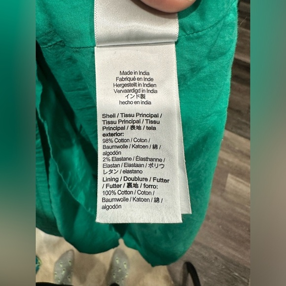 J. Crew Tiered Ruffle Sleeve Cotton Poplin Midi Dress Green XS 0 - Picture 5 of 5